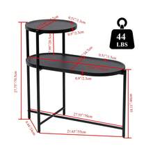 Small Coffee Tables 2-Tier Modern Sofa Side Table With Wood Storage Shelf Living Room End Tables Nightstands (Walnut Brown) - 黑色+金屬+現代 - 查看 4