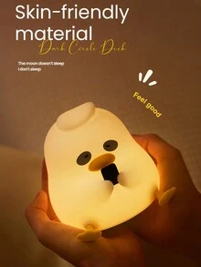 1pc 1200mAh Long-Lasting Silicone Duck Night Light, Adorable Design With 3 Brightness Levels And Timer Function, Perfect For Late-Night Work And Overtime Support - White - View 7