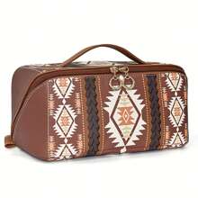 Western Travel Makeup Bag, Bohemian Cosmetic Bag For Women, Portable Pouch Open Toiletry Bag, Make Up Organizer With Divider And Handle Summer Travel, Vacation Home Bathroom Decor Holiday Makeup Organizer Bathroom Accessories Back To School - Multicolor - View 11