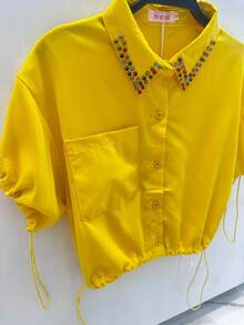 Short Sleeve Shirt J06 - 黃色 - 查看 2