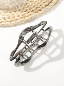 1 chiếc kẹp tóc kim loại rỗng trơn (có vết xước nhẹ là bình thường, kết cấu bên trong ngẫu nhiên), kẹp tóc mùa thu đông, phụ kiện tóc cho nữ, thích hợp cho trang phục đi nghỉ mát, mùa hè, đi biển. - màu đen - Xem 5