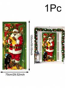 1 件圣诞门旗、圣诞老人带手持铃铛、雪人、礼品盒和雪背景门横幅，适用于室内和室外圣诞家居、派对装饰、圣诞礼物 - 彩色 - 查看 12