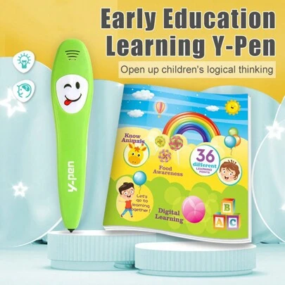 Smart Logic Voice Pen + English Learning Book, Multi-Functional Voice Electronic Pen, Includes 36-Page Rainbow Learning Diary And 100 Learning Points, Rich Content, Promotes Intellectual Development. The Logic Learning Pen Can Answer Questions In The Book, With A Cute And Vivid Illuminated Pointer Pen.