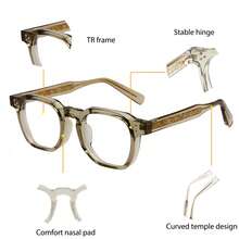 Gọng kính quang học HBK Retro TR hình bầu dục đơn giản thời trang cổ điển phong cách trang trí kính gọng nam nữ ngoài trời kỳ nghỉ du lịch đường phố ảnh thể thao kính mắt - Màu xám trong suốt - Xem 6