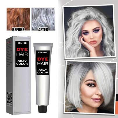 100ml 奶奶灰染发剂，时尚染发膏，适合所有发质，温和永久染发剂，护发