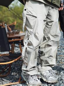 男士时尚宽松松紧腰休闲裤 - 淺灰色 - 查看 1