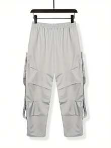 男士时尚宽松松紧腰休闲裤 - 淺灰色 - 查看 6
