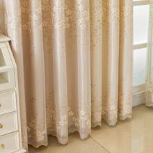 1 片双层窗帘，带刺绣白色透明薄纱，混合搭配窗帘，隔热窗帘，杆顶口袋 - 米色 - 查看 6