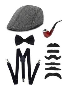 2/3/4/5 pièces D EXCEED Accessoires pour hommes des années 1920 : béret Gatsby, vêtements, accessoires vestimentaires des années 1920 pour hommes, pour Halloween, bal de promo