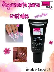 Cristal Glue Pegamento para Cristales de Uñas decoraciones de secado en lámpara UV LED FANTASY NAILS - Gris - Ver 2
