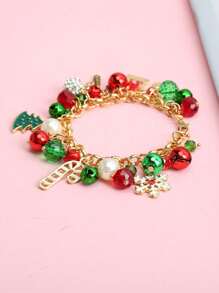 1 件圣诞珍珠铃铛水晶球雪花饰品树吊坠手链 - 彩色 - 查看 3