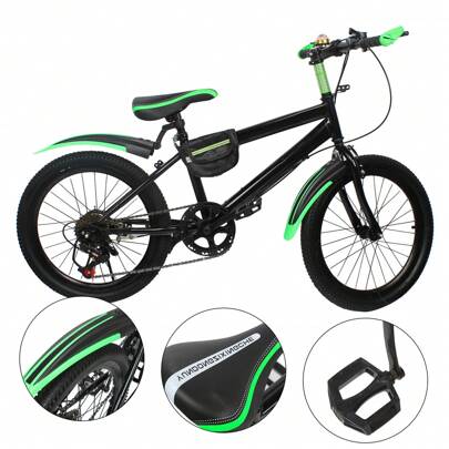 20 Zoll Mountainbike aus Kohlenstoffstahl mit Bremssystem, Premium Mountainbike Fahrrad mit Wasserbecher-Halter und Schutzbleche, MTB Fahrrad für Herren und Damen