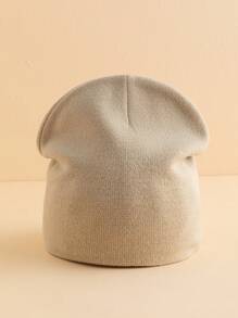 1pc Women's Fashionable Plain Jacquard Beanie Cap Warm Simple Casual Hat For Fall Winter Halloween