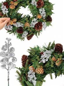10 Cái-Cành Quả mọng Lấp lánh Giáng sinh, Cành Quả mọng Đỏ Nhân tạo, Thân Cây Holly, Đồ trang trí Cây thông Noel Tự làm, Vòng hoa Giáng sinh, Quà tặng, Đồ trang trí Nhà ngày lễ-Bạc, Ngày lễ tình nhân, Quà tặng - Bạc - Xem 6