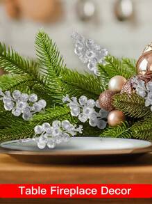10 Cái-Cành Quả mọng Lấp lánh Giáng sinh, Cành Quả mọng Đỏ Nhân tạo, Thân Cây Holly, Đồ trang trí Cây thông Noel Tự làm, Vòng hoa Giáng sinh, Quà tặng, Đồ trang trí Nhà ngày lễ-Bạc, Ngày lễ tình nhân, Quà tặng - Bạc - Xem 9