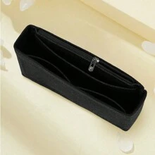 1 件勃艮第多功能手提包毛毡布插袋，收纳袋化妆手提包收纳袋旅行内袋便携式拉链内衬袋，带多个隔层的单肩包插入式收纳袋，手提包内衬钱包收纳袋化妆配件，适用于青少年女孩、女大学生、新人及白领人士 - 酒紅色 - 查看 4