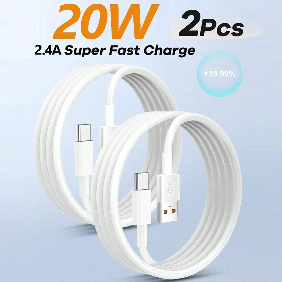 1-2 件 3.3 英尺/100 厘米 USB A 转 C 型快速充电线，兼容 iPhone 16 Pro Max/16 Pro/16 Plus/16、iPhone 15 Pro Max/15 Pro/15 Plus/15、Galaxy S24 Ultra/S24 Plus/S24/S23 Ultra/S23/S22 Ultra/S22 Plus/S21 Ultra/S21 Plus/S21 系列，实现高效数据传输 - 白色 - 查看 1