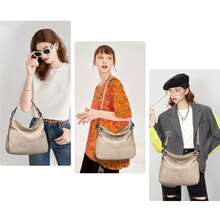 KL928 Túi Tote Hình Lưỡi Liềm Lớn Cho Nữ, Dây Đeo Vai Có Thể Điều Chỉnh, Khóa Kéo Phía Dưới Để Điều Chỉnh Kích Thước Túi - Màu be - Xem 5