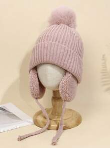 1pc Children/Toddler Warm Winter Cap, Unisex Knitted Ear Flap Beanie Hat - Children's Knitted Hat - View 1