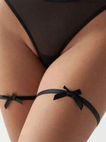 2 pezzi/Set Giarrettiera nera sexy con fiocco per donne, anello elastico cosce per costumi da festa Ognissanti Natale