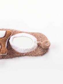 1 Đôi tất chống trượt trong nhà dễ thương cho trẻ sơ sinh, ấm áp cho mùa thu và mùa đông, dành cho cả nam và nữ - Màu Khaki - Xem 3