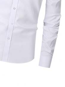 1pc Men's Solid Color Casual Business Shirt - As A Gift