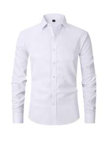 1pc Men's Solid Color Casual Business Shirt - As A Gift