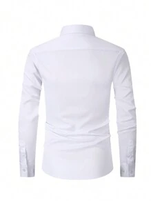 1pc Men's Solid Color Casual Business Shirt - As A Gift