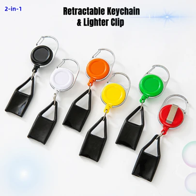 1/5 piezas Soporte retráctil para encendedor con llavero y clip, correa anti-pérdida para encendedores de tamaño regular, para almacenar de forma segura su encendedor y llaves mientras está de camino