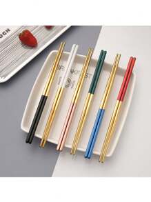 1/5 双不锈钢防滑筷子，适合居家、餐厅、酒店、节日礼物