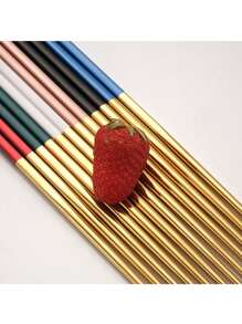 1/5 双不锈钢防滑筷子，适合居家、餐厅、酒店、节日礼物