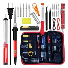 Red Adjustable Temperature Electric Soldering Iron Kit - US A Type Plug(110-127V) - View 1