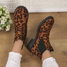 4cm Heel Leopard Print Slip-On Ankle Boots For Women - Multicolor - View 5