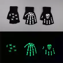 1 件骷髅爪针织露指手套夜光自行车手套，男女通用秋冬款 - 黑色 - 查看 8