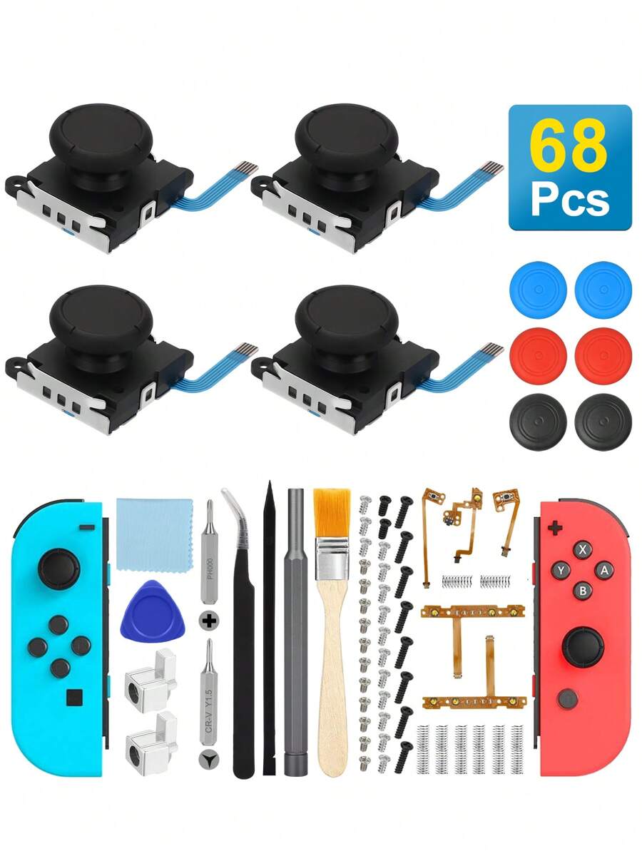 Linkstyle 68Pcs Replacement 3D Analog Joystick Repair Tool Kit Fit For Switch Joy-Con - Nhiều màu - Xem 1