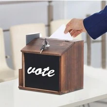 UNHO Rustic Wood Lockable Suggestion Boxes Wall Mounted Comment Collection Ballot Charity Box - Style 1 - View 1