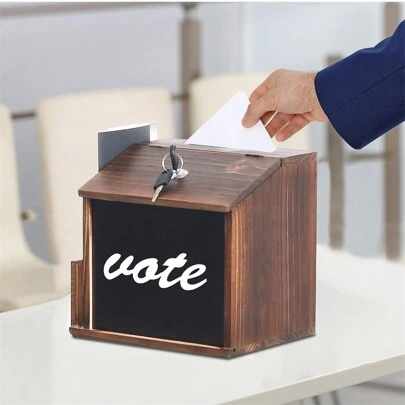 UNHO Rustic Wood Lockable Suggestion Boxes Wall Mounted Comment Collection Ballot Charity Box