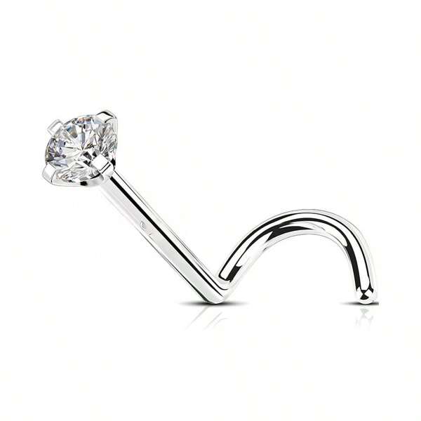 Brinco de Nariz, Anéis de Nariz em Formato de Parafuso em L, Piercing de Nariz Sólido de 20G com Pedra de Zircônia Cúbica Redonda de 2mm, Joia de Piercing de Nariz para Mulheres e Homens