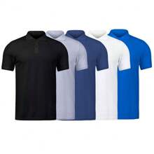 Kit 5 Men's Piquet Mesh Polo Shirts - 彩色 - 查看 1