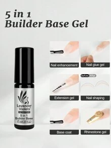 Lavender Violets Gel-Nagellack-Set 6 Pcs UV-Nagellack LED Soak-Off mit Non-acid PH Bond,5 in 1 Builder Base,Nail Blooming Gel,Glow In The Dark,Glossy & Matte Top Coat Builder Gel C201