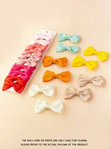 20入組小女童素色蝴蝶結髮夾 - 彩色 - 查看 3