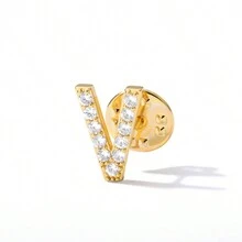 1pc Shiny Crystal A-Z Letter Brooches For Women Initial Name Brooch Pins For Suit Shirt Collar Accessories New Rhinestone Brooch Jewelry - Gold - View 17