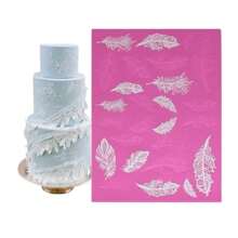 Feather Lace Silicone Mold, Cake Lace Decorating Tool, Lace Pad - 銅色 - 查看 1