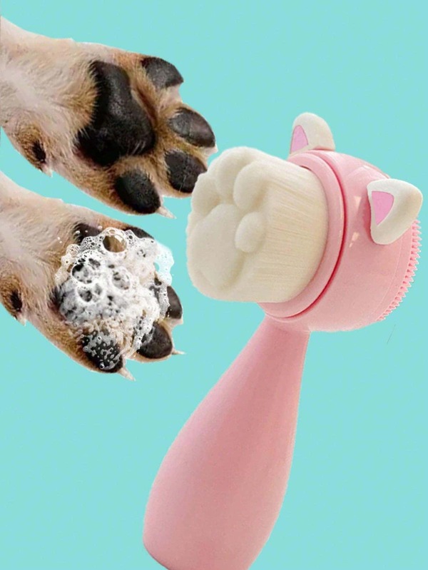 1 Pieza Cepillo De Limpieza Para Pies De Mascotas Con Cerdas Suaves De Silicona, Herramienta De Limpieza Para Patas De Gato