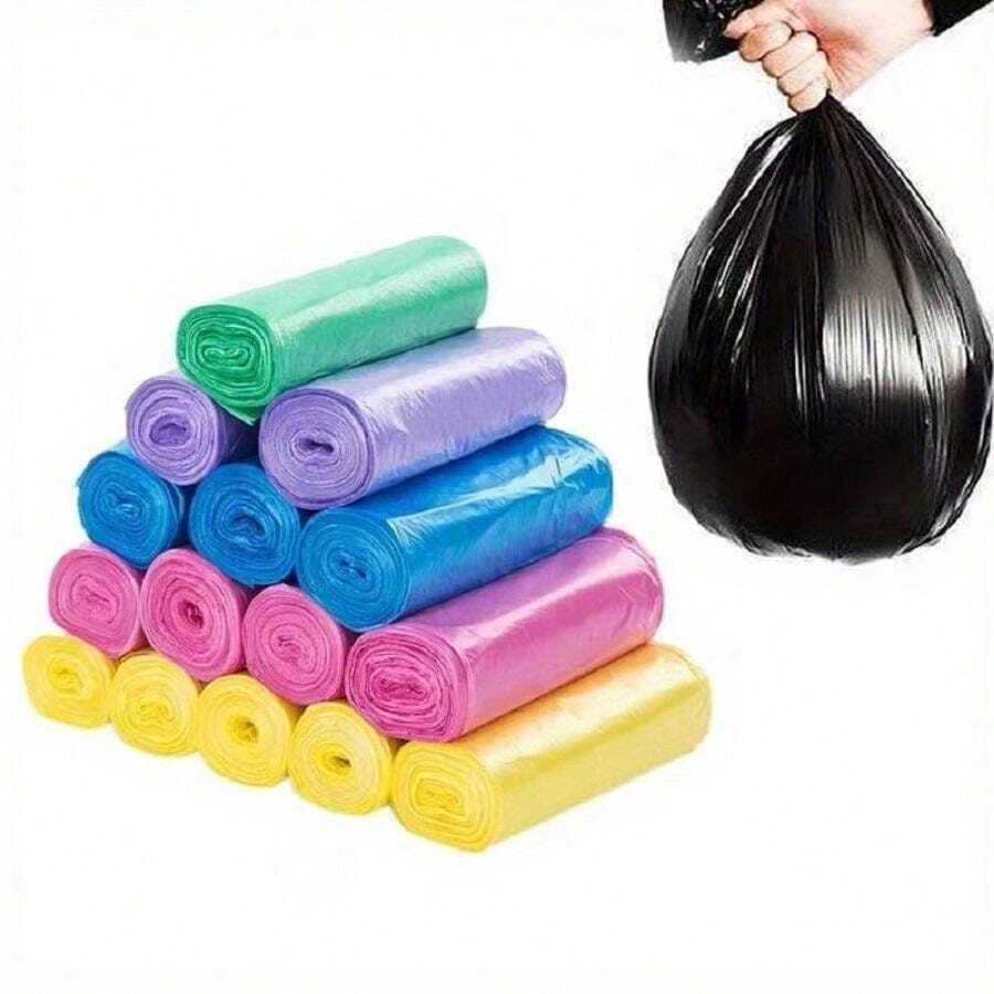 100Pcs/5Rolls Multicolor Disposable Trash Bags Portable Thin Plastic