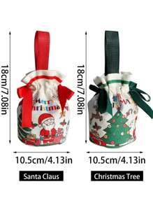 1 pieza Bolsa de regalo de caramelo navideño, bolsa de lona, bolsa de embalaje de regalos navideños, bolsa de regalo de Nochebuena, decoraciones navideñas, decoración navideña, regalos navideños, papel de regalo navideño, suministros para fiestas navideñas, bolsas de regalo navideñas, bolsas navideñas, pegatinas navideñas