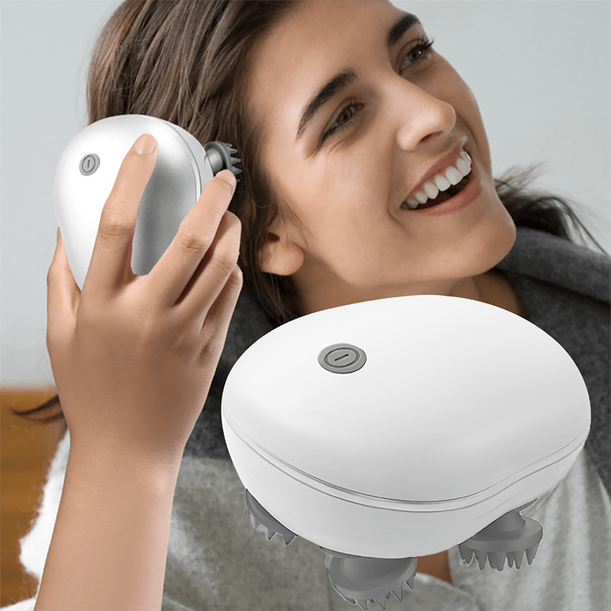 Electric Scalp Massager, Silicone Scalp Massage Device, Head Massage Tool, Scalp Massager Brush, Cat Massager - White - View 9