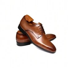 Men's Business Casual Dress Oxfords Formal Lace-Up Shoes For Office, Parties, And Daily Wear - màu nâu - Xem 3