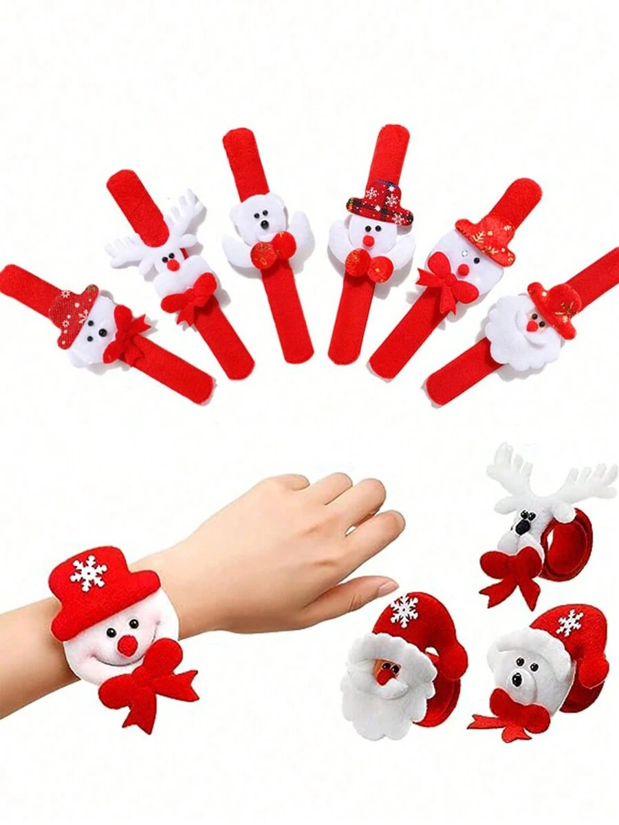 1/6/12 pièces Décoration de bracelet de cercle à tapoter pour la fête de Noël, cadeau, Père Noël, bonhomme de neige, renne, décoration de fête du Nouvel An (style aléatoire), Noël