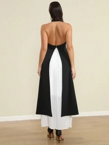 LOVE Aing 女士褶皱不对称两件套性感明星派对优雅绷带套装 - 黑與白 - 查看 8